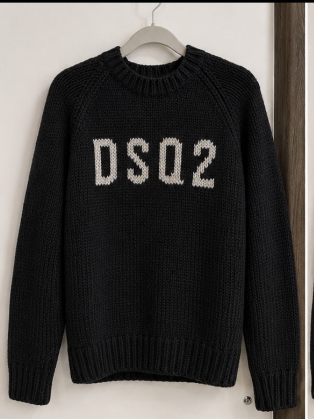 DSQUARED2 Black Crewneck Sweater with Grey Logo